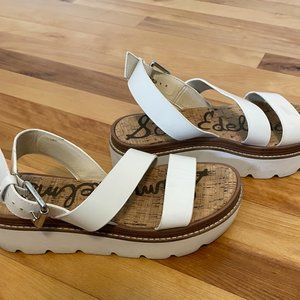 Sam Edelman White Leather Platform Sandals